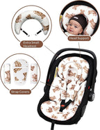 Infant Car Seat Insert with Removable Cushion for Preemie to Toddler, Reversible Newborn Carseat Insert for Baby Head Body Support, Fits for Stroller, Baby Swing, Bouncer (Teddy Bear)