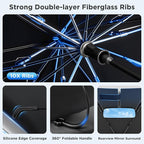 2026 for Tesla Model Y Model 3 Windshield Sun Shade Umbrella [7-Layer Vinyl Coating Heat Shield] Foldable Front Window Sunshade Umbrella Protect Interior from UV Keep Car Cooler(56" x 35")