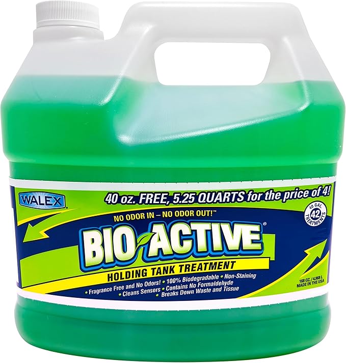 Walex Bio-Active Holding Tank Treatment - Enzyme-Based Deodorizer with Commercial-Grade Digestive Power, Liquefies Waste & Tissue, Cleans Sensors, Prevents Clogs & Odors, Formaldehyde Free, 168 oz