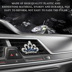 2 PCS Bling Car Air Vent Clips, Crystal Rhinestone Crown Vent Decorative Air Freshener Clips, Sparkly Diamond A/C Outlet Aroma Diffuser Clip for Vehicles, Car Accessories (Blue)