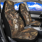 Camo Hunting Deer Car Seat Covers Set of 2 Breathable Front Seat Covers Stretch Polyester Fabric Cover Soft Front Seat Cover Universal Fit for Auto SUV