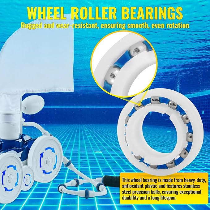DWALE Large Wheel Complete with Tire Bearings Replacement,Pool Cleaner Large Wheel for Polaris Zodiac 280 (Not Compatiable with Polaris 360 380 Model Pool Cleaner)