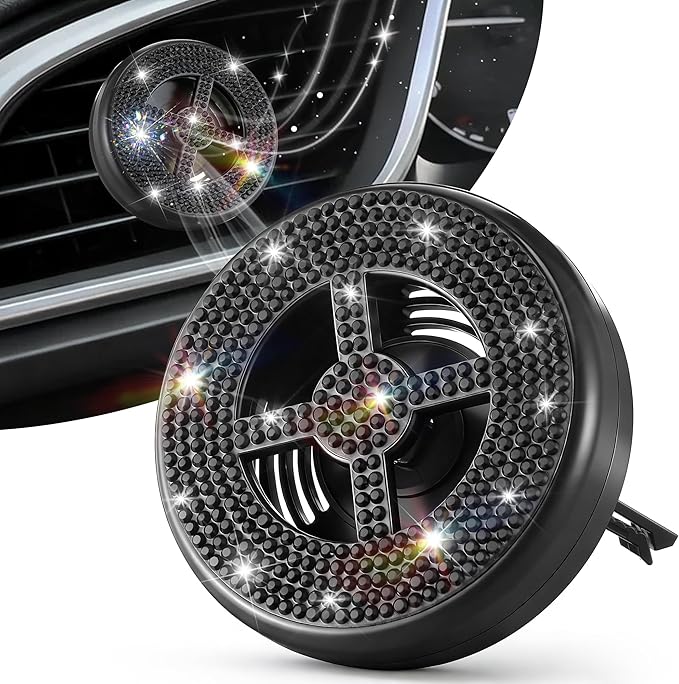 Car Fragrance Holder Compatible with Bath & Body Works Refills (Not Included), Air Freshener Vent Clip or Visor Clip, Refillable Scent Holder, Easy to Open Car Diffuser (Black,Diamond)