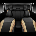 CAR PASS Line Rider Leather Car Seat Covers Sporty Car Seat Covers Full Set,5mm Composite Sponge,Airbag Compatible,Universal Fit 95% Automotive SUV Sedan(Black Beige)