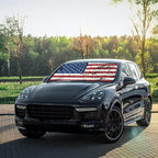 Retro American Flag Car Windshield Sun Shade Umbrella Foldable America Patriot Sunshade for Front Window Auto Windshield Sunshade Covers USA Car Accessories Protect from Sun Rays Heat 57'' X 30''