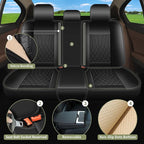 Full Set Car Seat Covers for Hyundai Santa Fe 2007-2025 2026: Breathable Perforated Leather Seat Cover 5 Seats (Black)
