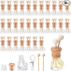 Zubebe 30 Pack Car Air Freshener Diffuser with Vent Clip Empty Car Diffuser Bottles for Essential Oil Perfume Glass Bottle with Wooden Caps Stick(Heart)