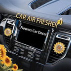 Sunflower Car Decor,2pcs Sun Flowe Car Air Freshener Air Vent Clips,Women Interior Dashbaord Decorations Aesthetic,Bling Yellow Flowers Vent Clips