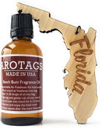 Arotags Florida Wooden Car Air Freshener - Long Lasting Beach Bum Scent Diffuses for 365+ Days - Includes Hanging Mirror Diffuser and Fragrance Oil - 100% American Made