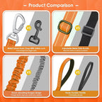 AUBELL Tactical Dog Leash Heavy Duty,4-6ft Reflective Strong No Pull Bungee Leash for Small Dogs with Comfortable Padded Double Handle,Car Seat Belt,360 Degree Rotating Carabiner,Orange
