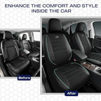 Skechers Air-Cooled Memory Foam Seat Covers,Mesh Thick Car Seat Covers,Piping Leather Car Seat Covers Front Seats,Airbag Compatible,Automotive Comfort for Most Cars,Vans,Trucks,SUV(Mint,Two Front)