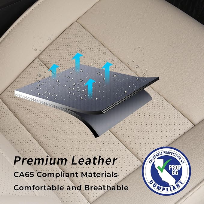 coverdream Rav4 Seat Covers Custom Fit for Toyota Rav4 2013-2018 LE SUV Seat Cushion,Fully Covered,Waterproof Leather Car Seat Protector(Full Set,Beige)