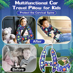 Chunful H-Shape Car Seat Pillow for Kids Car Travel Pillow for Kid Children Vehicle Sleeping Head Support Back Seat Adjustable Head Neck and Shoulder Support for Long Trips Sleeping(Dinosaur)