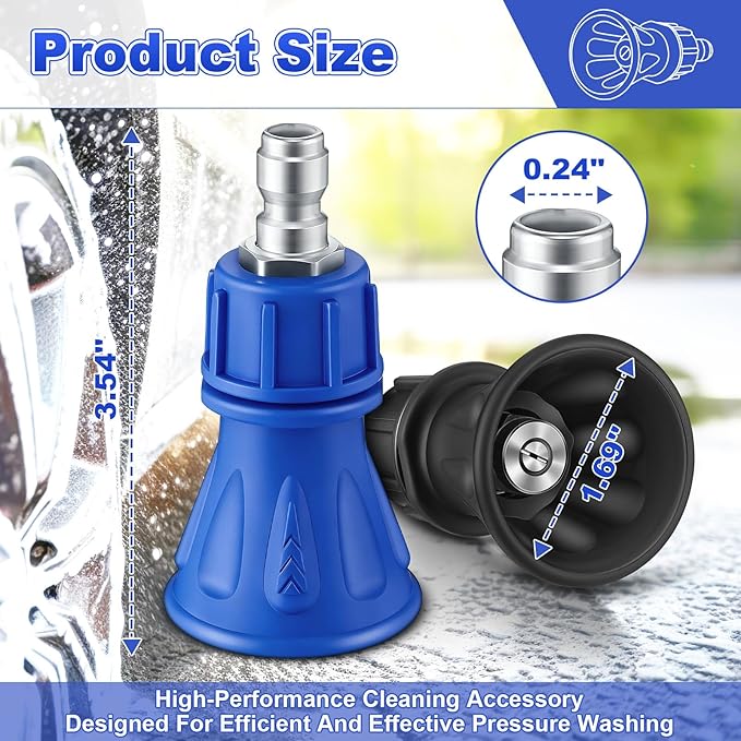 Dreyoo Pressure Washer Nozzle Guard, Durable Stainless Steel Power Washer Tips with Rubberized Protection, 1/4" Male Quick Connect, High Efficiency Cleaning(2 Pack,40/25 Degree with 4.0/3.0 Orifice)
