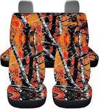 KEIAHUAN Car Seat Covers Camo Hunting Design Front Seat Cover and Split Rear Bench Seat Cover Comfortable Stretchy Universal Fit Most Cars SUVs Vans Sedans, Orange