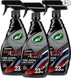 Turtle Wax Hybrid Solutions Graphene Acrylic Tire Shine Spray Coating, Long-Lasting Rich Black Shine, No-Sling, Water-Resistant Tire Dressing with UV and Dirt Repellent Protection, 23oz (Pack of 3)