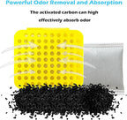 2 Pack Stick On Deodorizing Box, 12 Pack Odor Removing Refills for Trash Can, Activated Charcoal Odor Eliminator for Indoor Kitchen Trash/Diaper Pails/Wardrobe/Shoe Cabinet (Yellow)