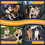 Dog Car Seat Cover for Back Seat, Hard Bottom Back Seat Extender for Dogs - Supports 400lbs,New Waterproof, Scratch Resistant, Anti Slip Portable Dog Hammock,Suitable for Cars, SUVs and Trucks（BLACK）