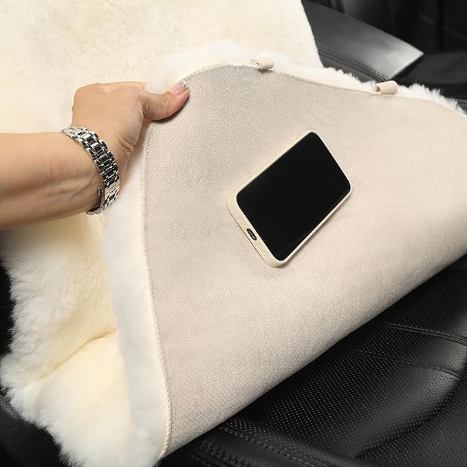 Natural Fur Sheepskin Universal car seat Covers for seat Cushion Auto Accessories, (Yellow, Universal Fit)