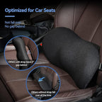 Lumbar Support Pillow for Car with Dual-Grip™ Stability System - Advanced Adaptive Memory Foam Back Pillow for Lower Back Pain Relief, Ergonomic Driving Seat & Office Chair Cushion, Black