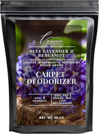 Lapew Blue Lavender & Bergamot Carpet Deodorizer Powder - Pet Safe Freshener for Vacuuming | Scented Odor Eliminator for Home | 36 oz