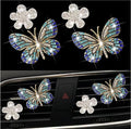 Bling Butterfly Air Vent Clips,4Pcs Blue Crystal Daisy Car Air Fresheners Vent Clips Car Diffuser Vent Clip Rhinestone Diamond Flower Decoration Bling Cars Accessories for Women ，Interior Accessories