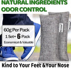 Marsheepy 6 Pack Activated Charcoal Odor Absorber Bags, Shoe Deodorizer insert and Shoe Odor Remover, 100% Natural Shoes Smell Remover，Shoe Odor Eliminatorr (60g X 6 PACK)
