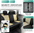 FH Group Automotive Car Seat Covers Rear Set Premium 3D Air Mesh Seat Covers, Airbag Compatible and Split Bench Cover Universal Fit Interior Accessories for Cars Trucks and SUVs - Beige