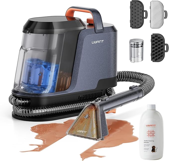 Uwant Portable Carpet and Upholstery for Deep Cleaner, 18Kpa Carpet Cleaner Machine for Cars, Pets with Cleaning Tool and Self Cleaning for Spot, Rug, Couch