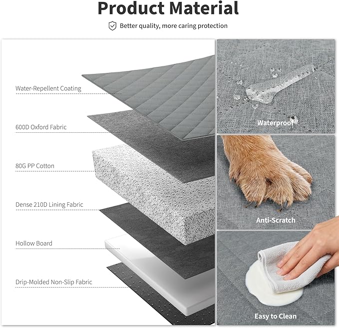 HOTEAGLE Car seat Cover for 2 Dogs, 100% Waterproof Scratch Proof Nonslip Dog car seat Cover for Back seat, Dog Hammock for car Hard Bottom Holds 400lbs, Standard（ Grey）