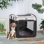 DONORO Dog Kennels and Crates for Medium Dogs, Portable Pop Up Indoor Pet Cage with Sturdy Wire Frame, Collapsible Travel Crate Soft Sided Cat Bag Escape Proof (Black, 24.0" L x 16.0" W x 19.0" H)