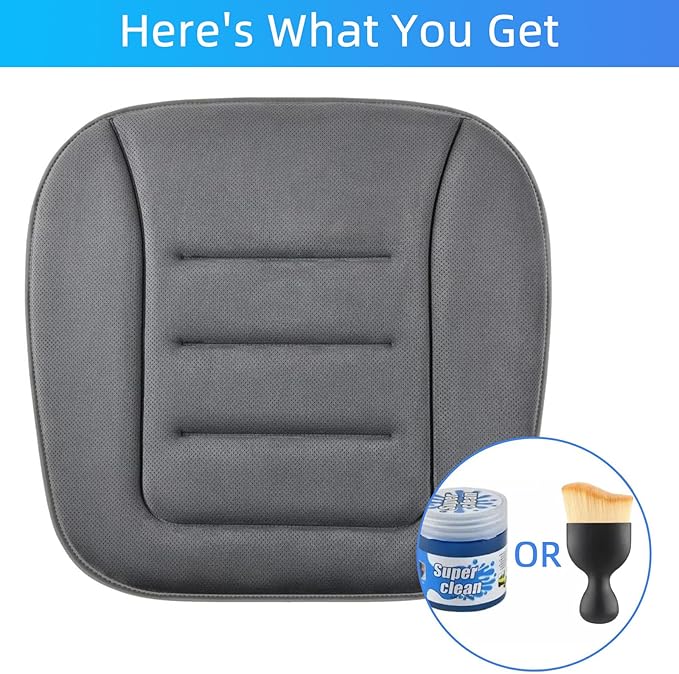KAYI Car Seat Cushion, Memory Foam Car Seat Cushion, Anti Slip Rubber Bottom Car Seat Cushions for Driving, Suitable for Car and Office Chairs (2 Pack, Grey)