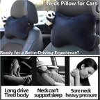 Car Headrest Pillow 2PCS Plush Bear ＆ Bunny Car Seat Headrest Pillow - Memory Foam Neck Support Cushions for Comfortable Driving, Easy Install & Washable (Black)