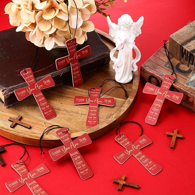 Fumete 24 Pcs Easter Christian Cross Car Air Fresheners Gift Bulk Drift Air Freshener Religious Fresh Scented Hanging Ornaments for Church Sunday School Gifts (You Are)