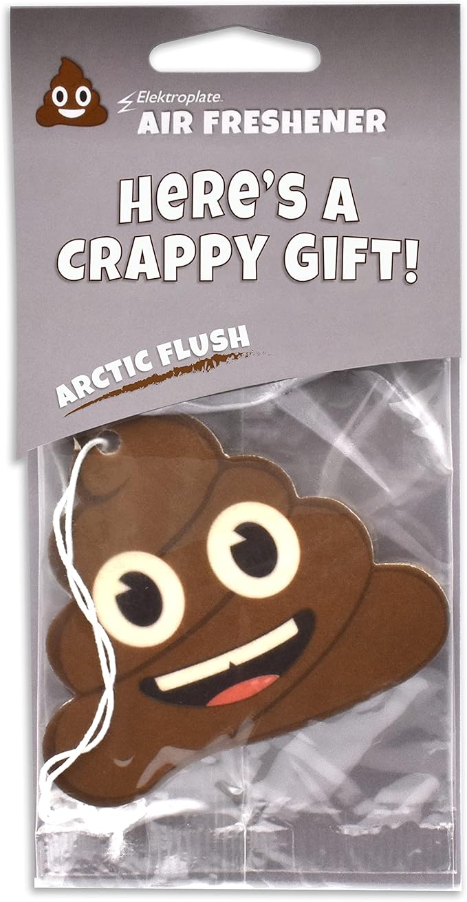 Elektroplate Poop Smiley Face Automotive Air Fresheners for Vehicles | Arctic Flush Scent (6-Pack) | Made in the USA