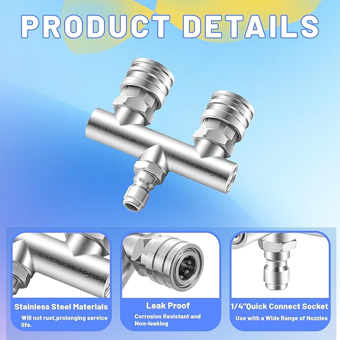 Dual Pressure Washer Tips, 2-in-1 Pressure Washer Nozzle Tips, Pressure Wash Dual Nozzle with 4PCS Power Washer Spray Nozzles (0 Degree Red & 40 Degree White), 1/4 Inch Quick Connect, 5000 PSI