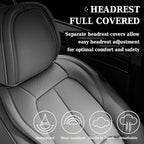 Coverado Car Seat Covers Full Set, Premium Nappa Leather Seat Covers for Car, Waterproof Car Seat Protector with Lumbar Support, Automotive Seat Covers Universal Fit for Most Cars SUV Truck(Gray)