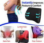 Lumbar Support Pillow for Car & Office Chair - High-Density Memory Foam for Sciatica & Lower Back Pain Relief - Non-Slip Back Support Cushion for Long Commutes & Desk Workers (3D Mesh Black)