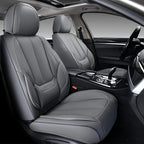 Coverado Car Seat Covers Full Set, Seat Covers for Cars, Gray Car Seat Protector Waterproof, Nappa Leather Car Seat Cushion, Car Seat Covers Front Seats and Back Fit for Most Cars