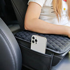 Upgraded Car Center Console Cover, Microfiber Leather Car Armrest Cover Cushion with 2 Storage Bags, Universal Car Armrest Storage Box Cover, Car Interior Accessories for Most Vehicles, Black