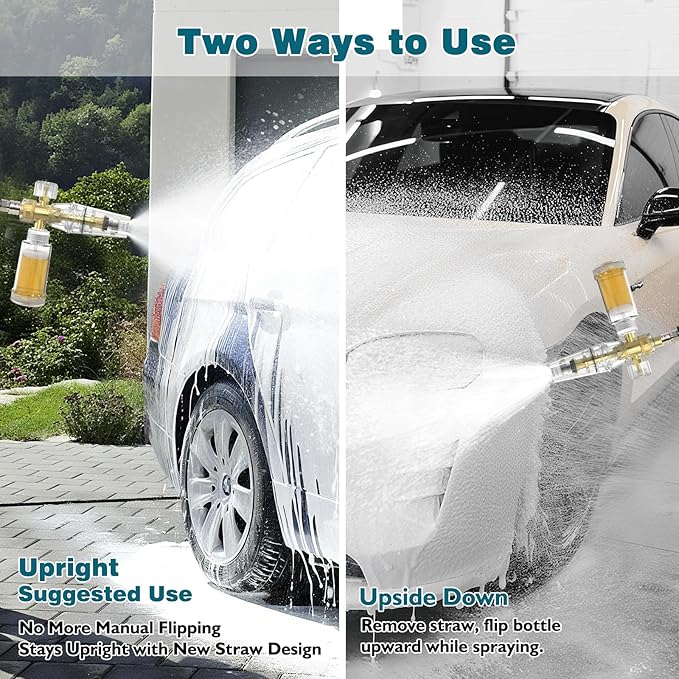 Foam Cannon Pro, Foam Cannon for Pressure Washer with 1/4" Quick Connector, Mini Soap Cannon with Adjustable Nozzle for car wash, Additional 1.1mm Orifice Nozzle (Clear)
