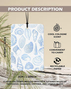 Blue Beach Cologne Car Air Freshener 4 Pcs, Preppy Girly Coastal Beachy Seashell Hanging Air Freshener for Cars Bathroom Dorm Books Decor, Cute Beach Accessories Gifts for Women Girls