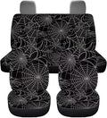 KEIAHUAN Halloween Spider Web Front and Back Car Seat Covers Front Saddle Blanket Rear Split Bench Protection Cover Fit Most Vehicle Truck,SUV (Black)
