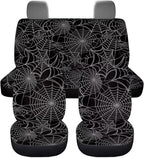 KEIAHUAN Halloween Spider Web Front and Back Car Seat Covers Front Saddle Blanket Rear Split Bench Protection Cover Fit Most Vehicle Truck,SUV (Black)