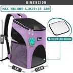 PetAmi Small Dogs and Cat Backpack Carrier, Airline Approved Pet Backpack Carrier, Ventilated, Safety Strap, Buckle Support Designed for Hiking Travel Camping Outdoor, Max 18 lbs (Heather Purple)