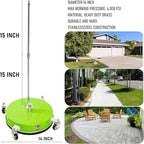 14" Pressure Washer Surface Cleaner with 4 Wheels, Coated Green Stainless Steel Power Washer Surface Cleaner for Driveway Sidewalk Patio, 1/4" Quick Connector 2 Extension Wand, 4000 PSI