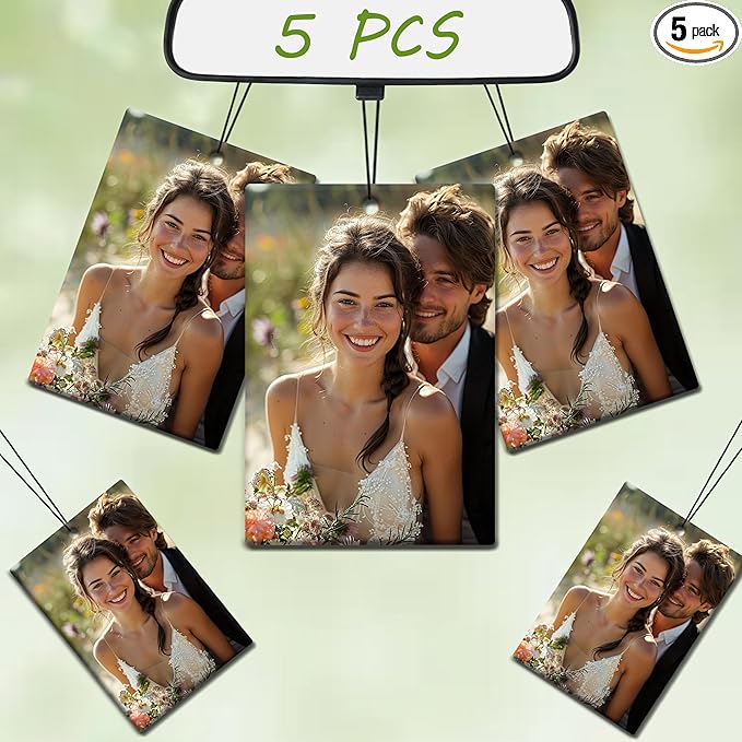 5-500pcs Custom Air Fresheners with Picture, Double Sided Car Air Freshener with 20 Scents, Personalized Gifts for Valentine's Day Birthday Anniversary (Rectangle)