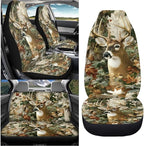 KEIAHUAN Camo Hunting Deer Car Front Back Seat Covers Front Bucket Seat Cover & Rear Bench Seat Protector Anti-Slip High Back Automotive Seat Covers Fit Most Vehicle Truck,SUV