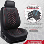 CAR PASS 3D Foam Mesh Leather Car Seat Covers Front Seats, Breathable Front Seat Cover for Cars, Comfortable Universal Fit for SUV Truck Sedan Automotive Anti-Slip Airbag Compatible, Black and Red