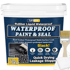 Rubber Liquid Waterproof Sealant, TUFINEIN 53oz/1.5kg Black Quick Drying Multi Surface Foundation Leak Repair - Roof Gutters Basement Sealer Waterproof - Indoor & Outdoor Flexible Rubber Paint